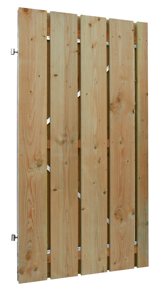 porte en planche | Douglas | Sciage fin | cadre en acier r&eacute;glable, 19 mm | 100 x 190 cm | Droit | vert impr&eacute;gn&eacute;